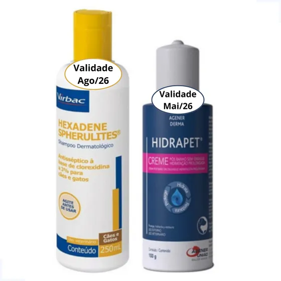 Kit Shampoo Hexadene Spherulites 250ml + Hidrapet Creme 100g