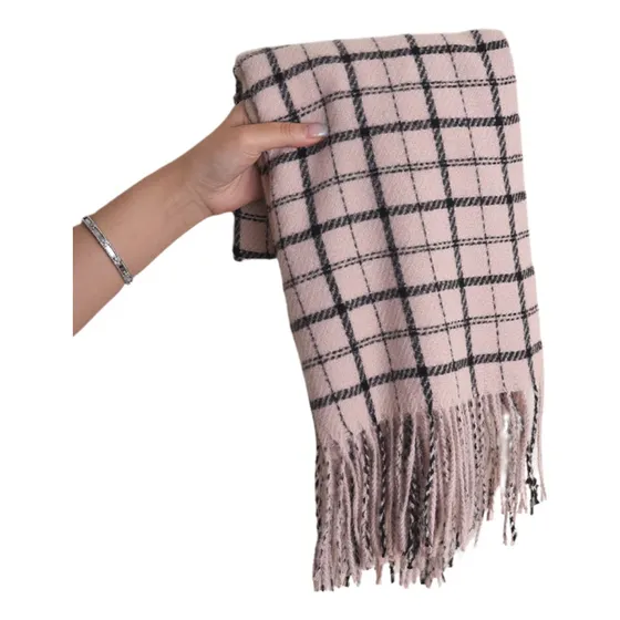 Bufanda Chalina Belfort A Cuadros Con Flecos | Arena Beige Liso Unico