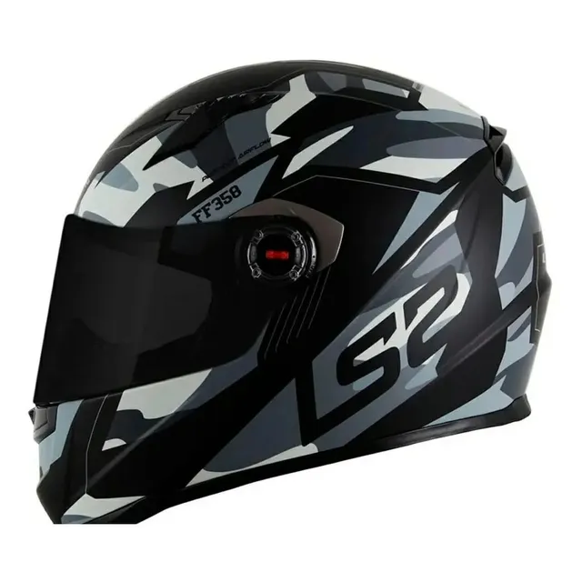  Capacete Integral Para Moto LS2 FF358 Tank Preto e Cinza Tamanho P