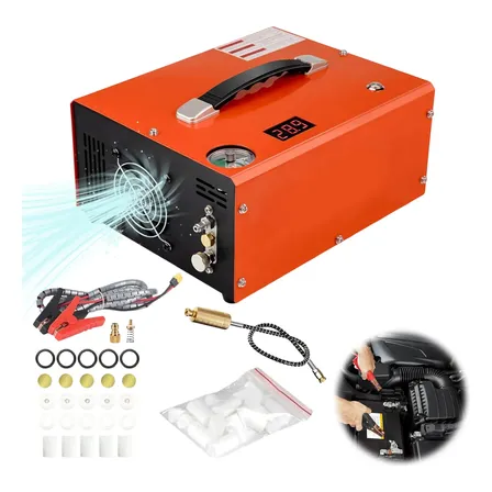 Compressor Bomba Elétrica Pcp 300 Bar/4500pis/12v O110/220v Laranja Compressor 12v Eletrico Laranja Parada Automática