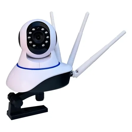 Câmera Ip 3 Antenas Wifi Wireless 3ª Geração Visão Noturna Cor Branco