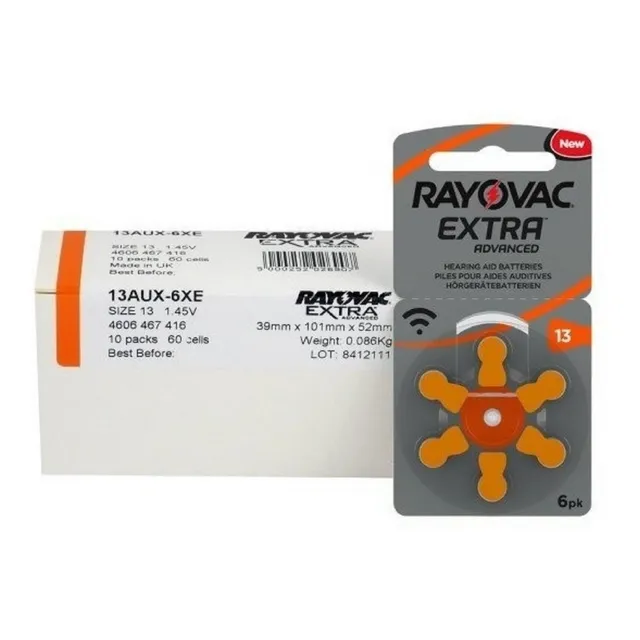 30 Pilas Rayovac Extra Para Audífono Blister 6u. Tamaño 13