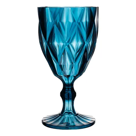 Conjunto 6 Taças De Acrílico Diamond Azul 330ml - Lyor
