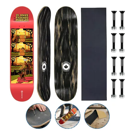 Shape De Maple Cisco Skate Com Lixa Emborrachada E Parafusos Shape 8.125