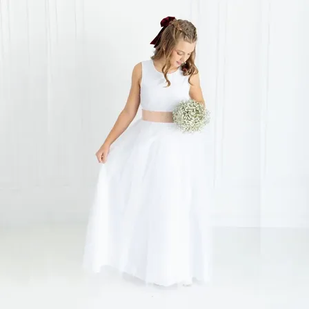 Vestido Juvenil Branco Faixa Dourado Longo Dama 4072