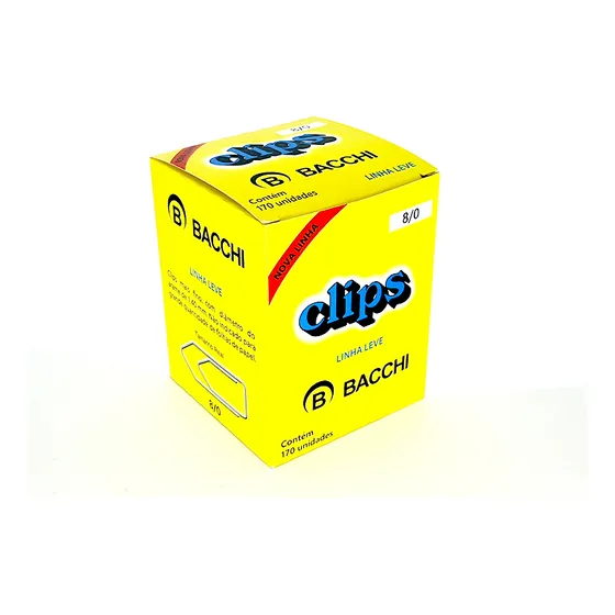 Clips 8/0 Prendedor Organizador Papel Grande 170 Un Bacchi Cor Cinza