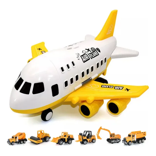 Modelo De Avião Simulado + 6 Carros De Brinquedo De Passagei
