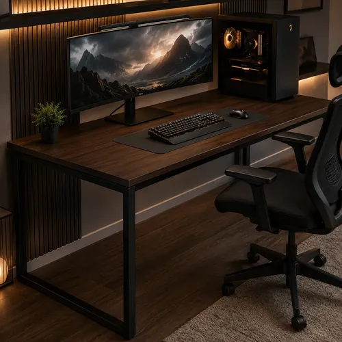 Gaming Desk Motpk 43 L Shaped W/ Shelf & Hutch, Black | MercadoLivre