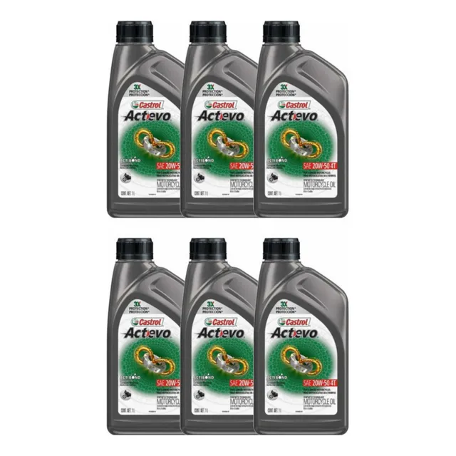 Aceite Moto 4t Castrol Actevo 20w50 Sintetico Caja 6l