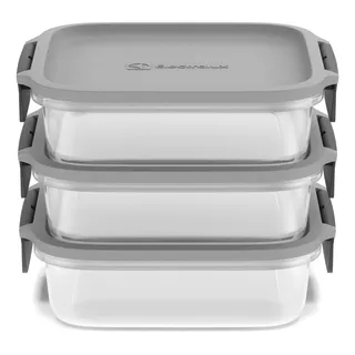 Electrolux Potes Herméticos Plástico Electrolux Cinza 3un Empilháveis Cinza