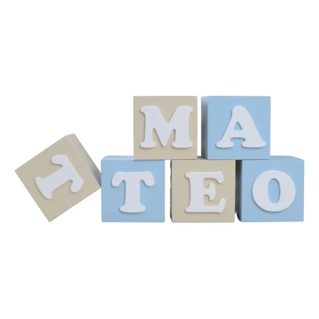 Kit 6 Cubos Dadinho Enfeite Prateleira Bebe Nome Nuvem Coroa