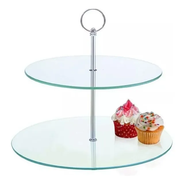 Porta Cupcakes Vidrio Soporte 2 Niveles Torta Dulces Muffins