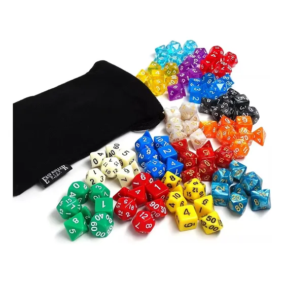 Set 7 Dados Rol, D20, D12, D8, D6, D4, 2d10 (d100)