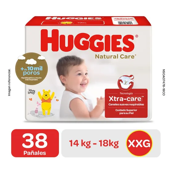 Pañales Huggies Natural Care XXG 38 Unidades