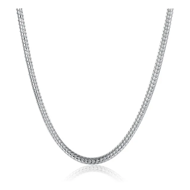 Cadena Collar Tipo Serpiente Bañado En Plata Unisex