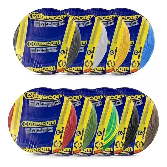 Fio Cabo Flexível 0,5mm 200m Antichamas (0,50mm²) - Cobrecom Cobertura Amarelo