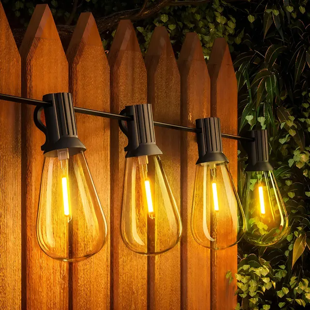 Guirnalda De Luces Led Exterior, 15m 15+1 Focos Led St38 Inastillables Alto Brillo Impermeable Ip45, Serie Luz Vintage Decorativas