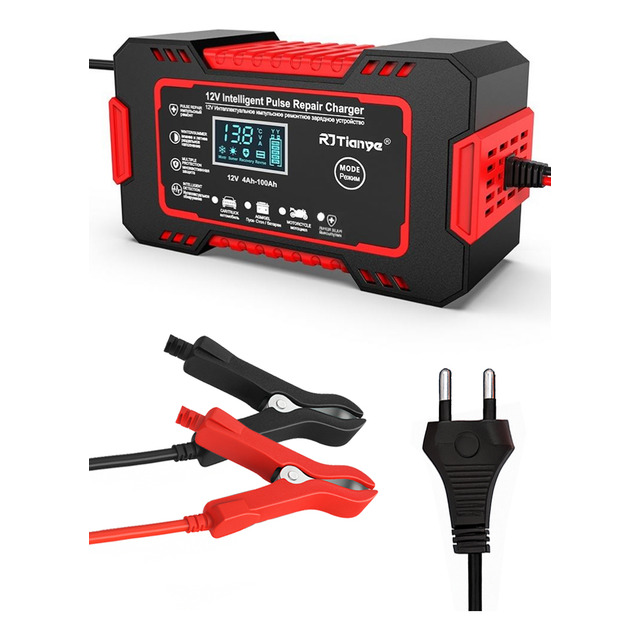 Carregador Inteligente De Bateria Automotiva 12v 6a Recupera Baterias 4ah A 100ah Carro Mo...