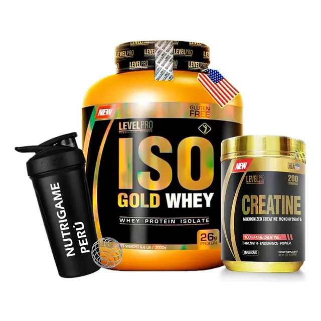 Iso Gold Whey 6.6lb + Creatina Monohidratada Level Pro 500gr