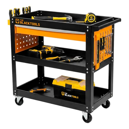 Carrinho Ferramentas Forte P/ Mecânico Oficina Aberto 120kg  Preto