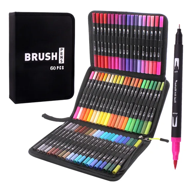 Marcadores Colores Plumones Punta De Pincel Dual Brush 60pcs