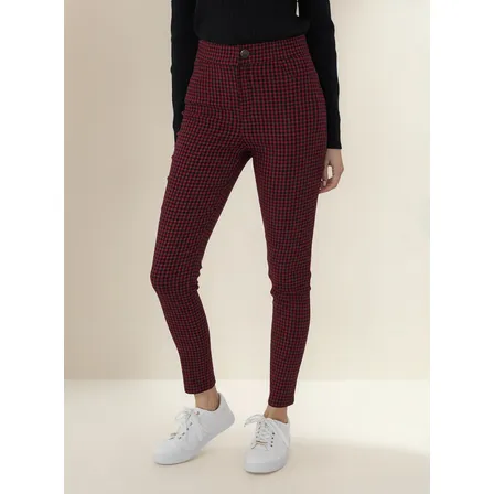 Calza Vichy Con Cierre Burdeos/negro Nicopoly