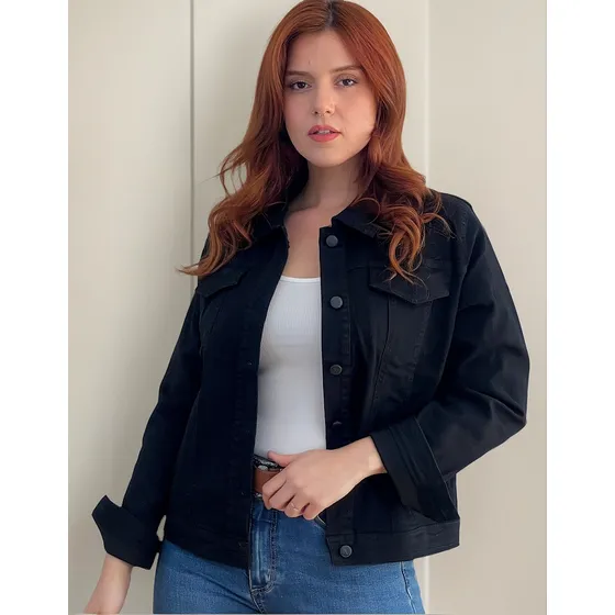 Chaqueta Mezclilla Mujer Oversize Celeste
