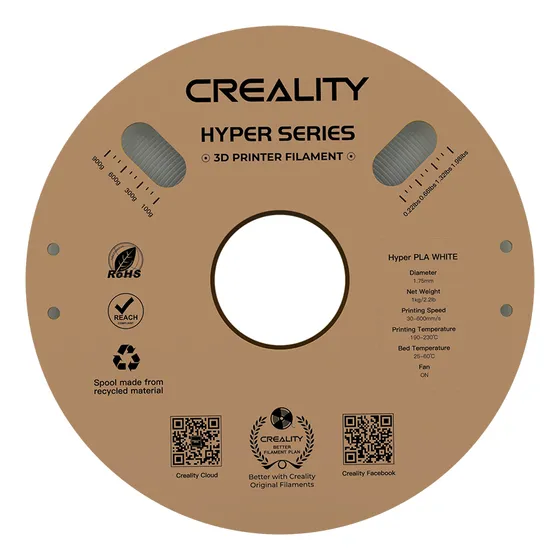 Filamento PLA para Impressora 3D Creality Hyper Fast PLA 1 Kg/Rolo 1.75 mm Branco