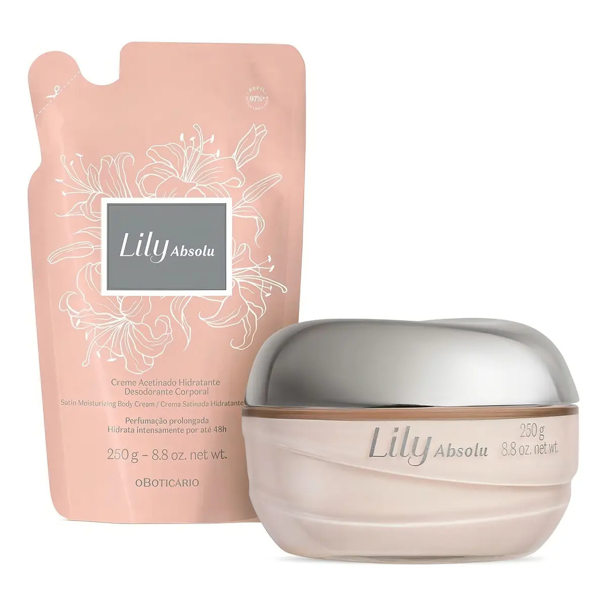 Kit Lily Absolu Creme Acetinado Hidratante Desodorante 250g