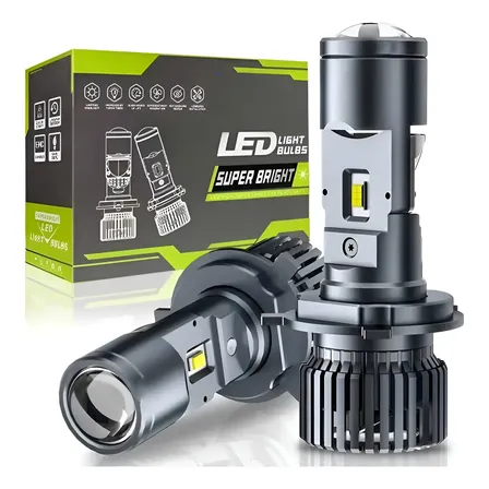 Par Ultra Led Lampada Mini Projetor H4 Canhão 200w 50000lm H4 Preto Branco Frio
