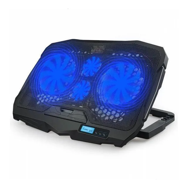 JUTANG Enfriador para Laptop, Base de Refrigeración para Computadora 4 Ventiladores 2400 RPM 6 Velocidades de Viento 5 Alturas Ajustables, Base con Pantalla LED y Interfaz USB Dual para Laptop 12-17"