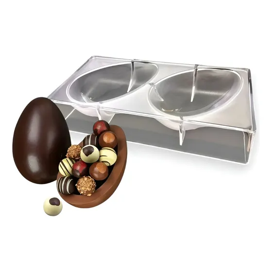Molde Para Chocolate Policarbonato Molde Doble Huevo Pascua Color Transparente