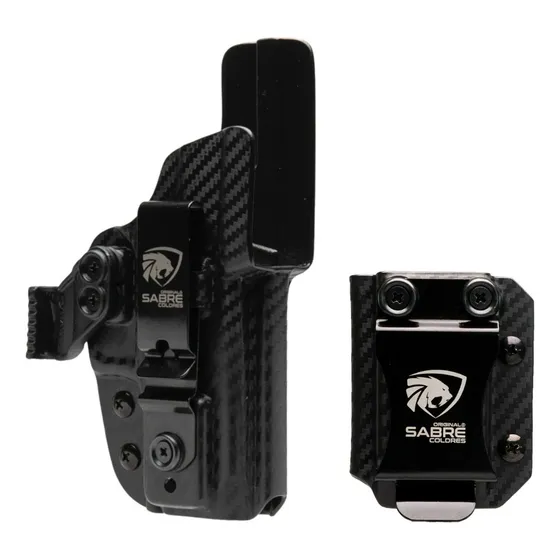 Coldre + Porta Carregador Sabre G19 G5 Mos Destro Cor Preto Fibra De Carbono