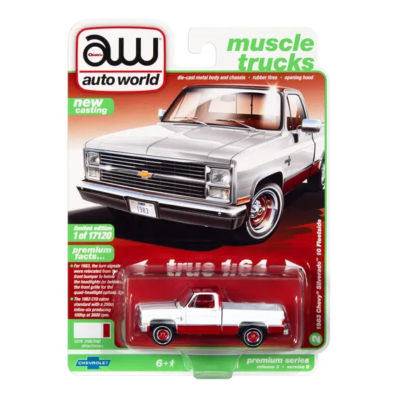 Chevy Silverado Fleetside Pickup Truck Blanco Rojo Carmin Ed