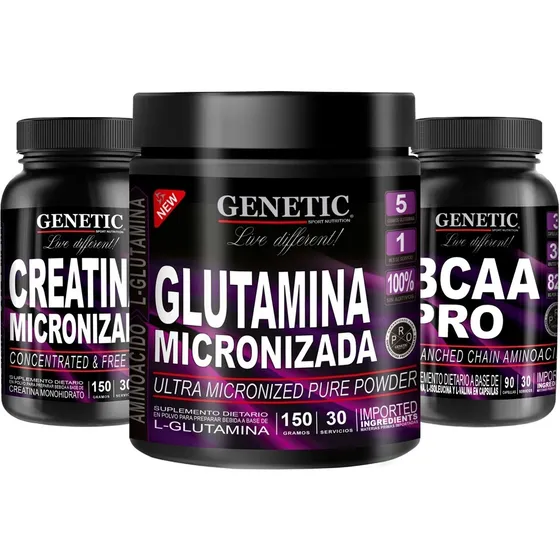 Fuerza Y Crecimiento Glutamina Creatina Aminos Bcaa Genetic