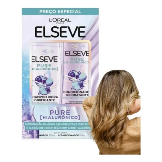 Elseve Loreal Kit Pure Hialurônico Hidratação Prolongada Top