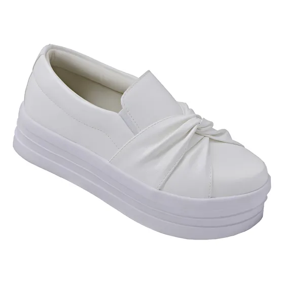 Tênis Slip On Feminino Nó Frontal E Sola Borracha Alta