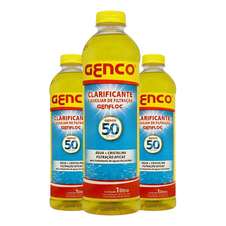 Kit 3 Clarificante Genfloc Floc De 1l Para Piscina Filtração Kit 3 Clarificante Genfloc Floc De 1l Para Piscina Filtração