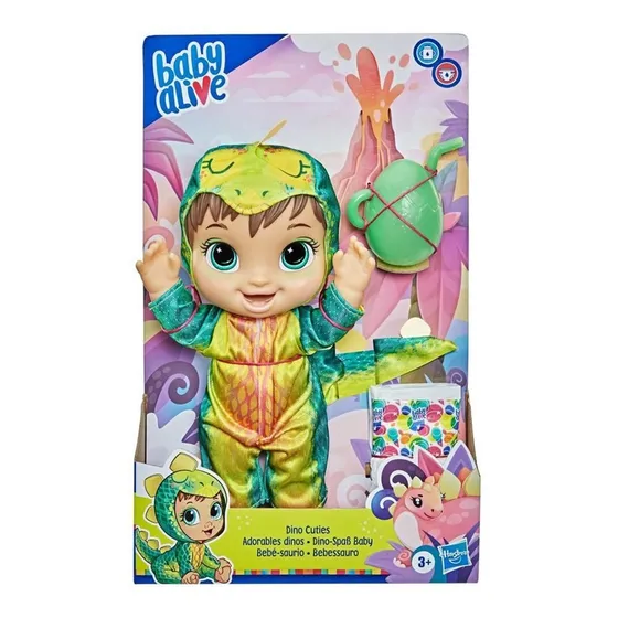 Muñeca Castaña Baby Alive Hasbro Bebe Saurio Con Accesorios