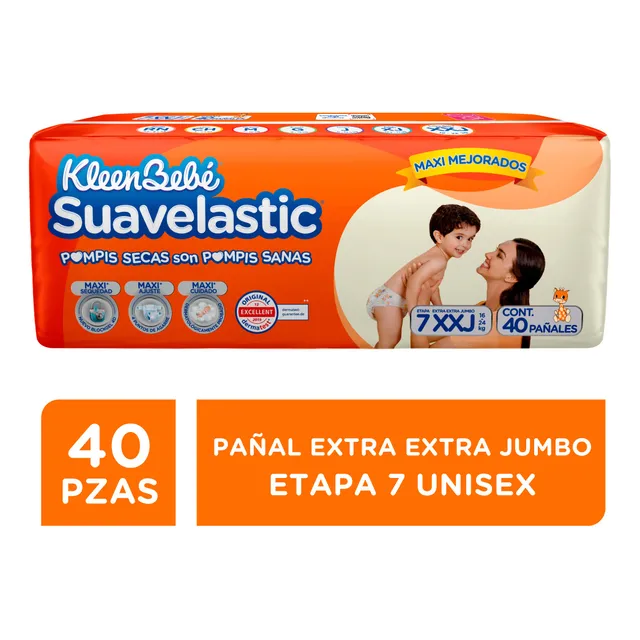 Pañales KleenBebé Suavelastic Etapa 7 Unisex 40 Piezas