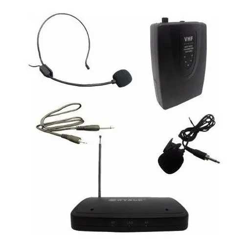 Microfone Lapela 50 Mts Sem Fio Headset Bivolt Profissional Cor Preto