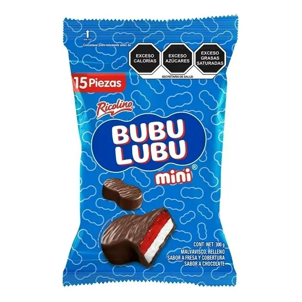 2 Pza Malvavisco Relleno Ricolino Bubulubu Sabor Fresa Y Cob