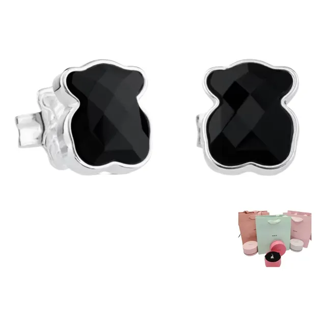 Aretes Tous Plata 925 Y Onix Teddy