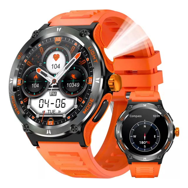 Reloj Smartwatch Outdoor Kt76 Sumergible Linterna Brujula