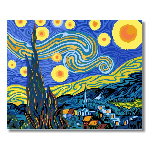 Cuadro Para Pintar Por Números, Noche Estrellada.