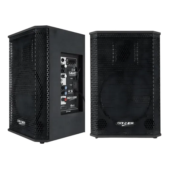 Par Caixa Amplificada Ativa + Passiva 300w Saga 10pol Donner Cor Preto 110v/220v
