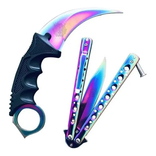 Kit Pescoço Karambit + Canivete Butterfly Borboleta Cs Go