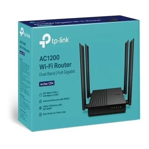 Router Ac1200 Tp-link Dual Band Fibra Óptica Gigabit C64