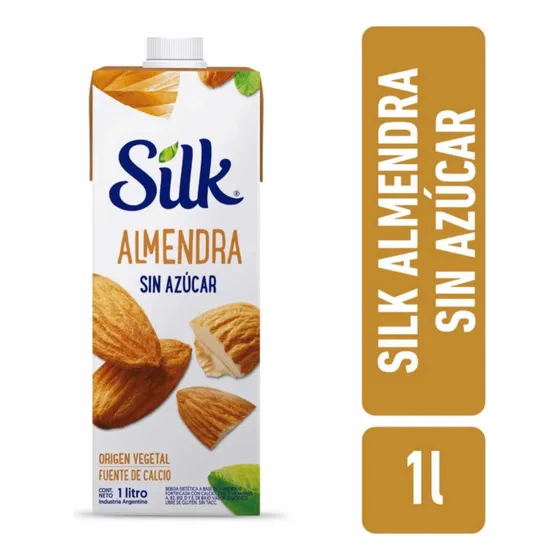Leche Silk Almendras Natural X 1l Sin Azucar Pack X 6u