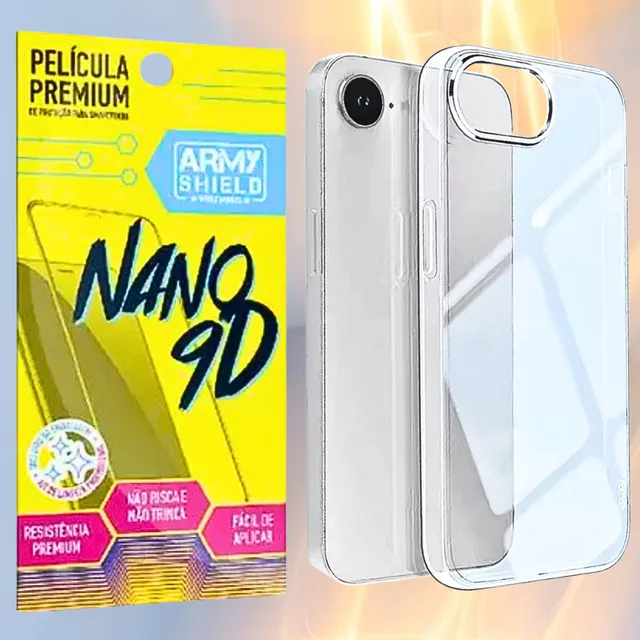 Capinha Para iPhone 16e + Pelicula 9d Cerâmica Indestrutível